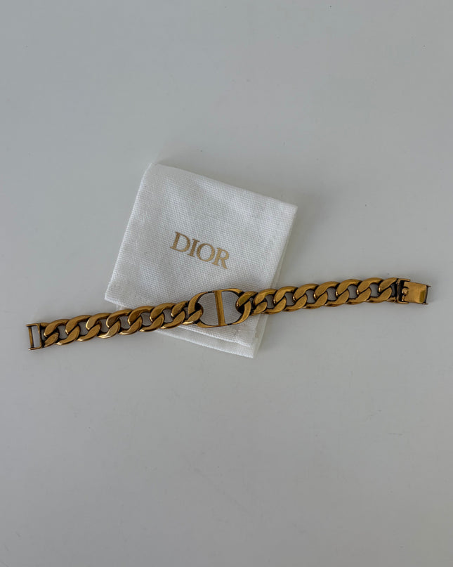 Bracelet Dior CD métal doré vieilli