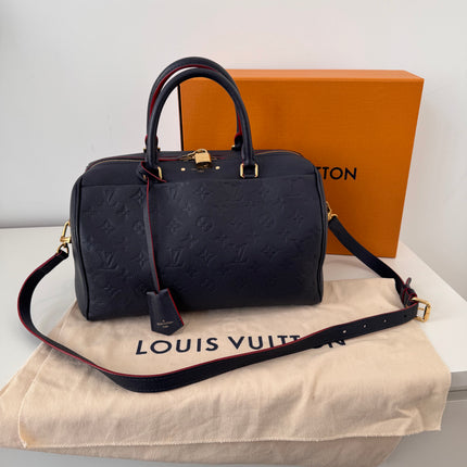 Sac Louis Vuitton Speedy 30 Bandoulière Cuir Empreinte Marine
