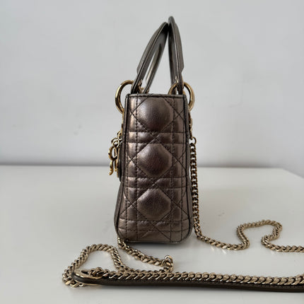 Sac Dior Mini Lady Dior bandoulière Mordoré