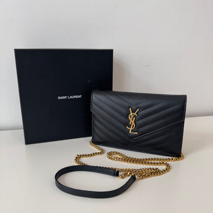 Sac Saint Laurent cassandre enveloppe chain Wallet noir