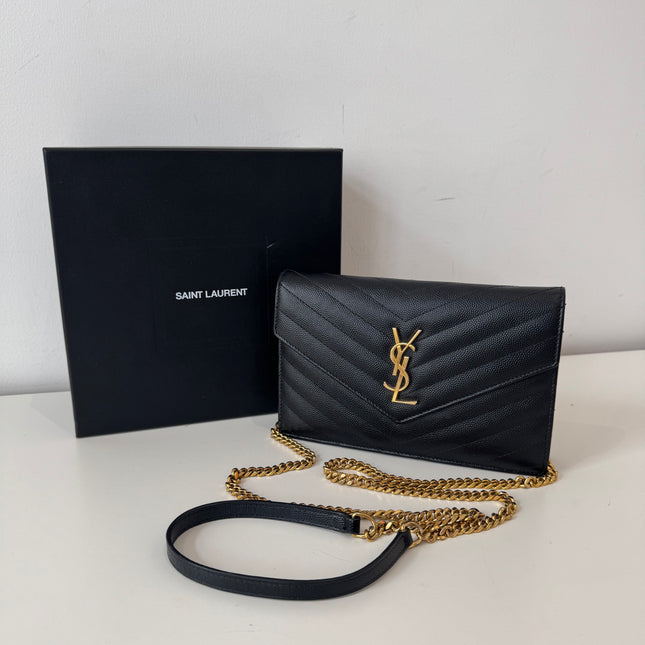 Sac Saint Laurent cassandre enveloppe chain Wallet noir