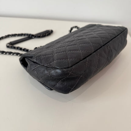 Sac Chanel single flap souple gris métallisé