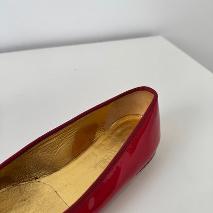 Ballerines Chanel T39 cuir vernis rouge