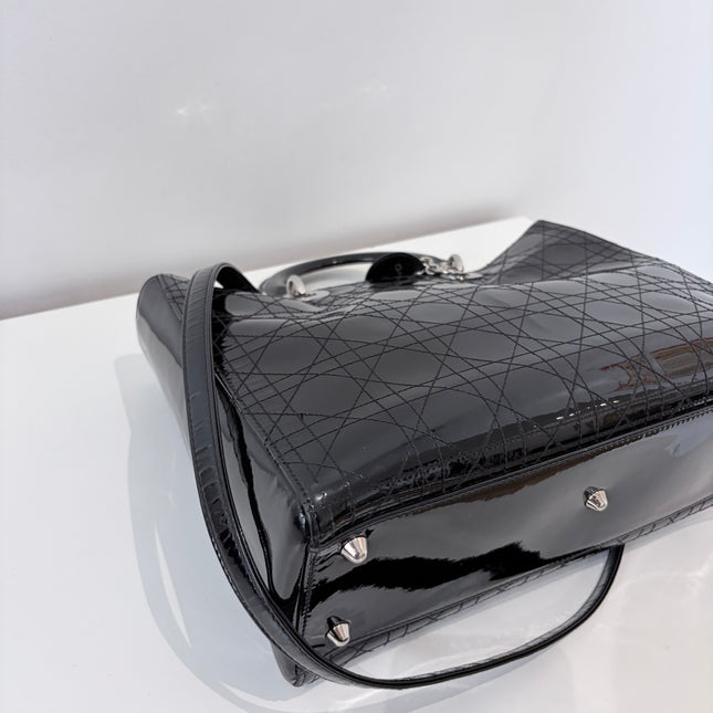 Sac Dior Lady Dior Large Noir Vernis