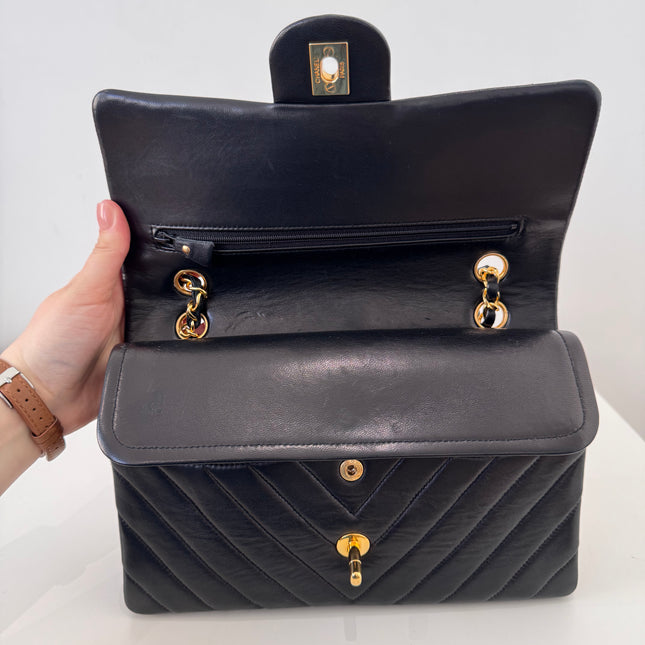 Sac Chanel Timeless 25 cm Chevrons Noir