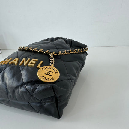 Sac chanel mini 22 cuir noir bandoulière