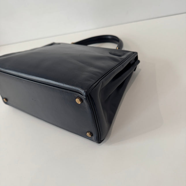 Sac Hermès Kelly 28 Cuir box Marine