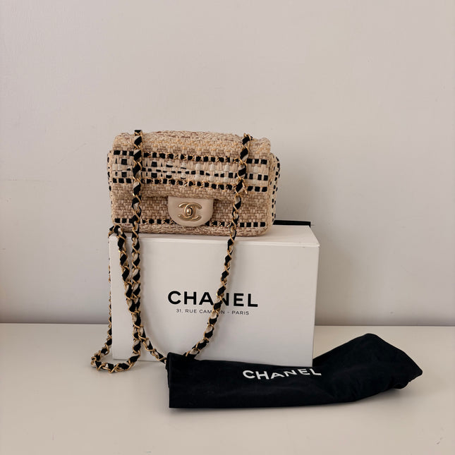 Sac Chanel Small tweed et raphia