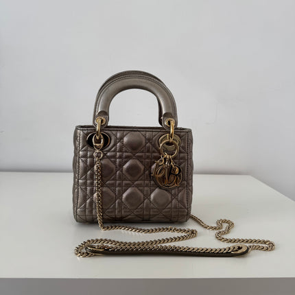 Sac Dior Mini Lady Dior bandoulière Mordoré