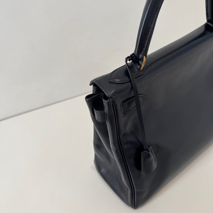 Sac Hermès Kelly 28 Cuir box Marine