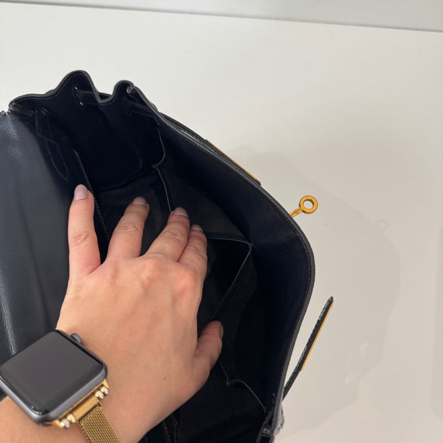 Sac Hermès Kelly 28 Cuir box Marine