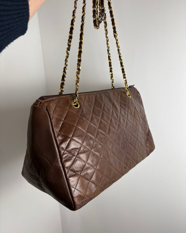Sac shopping Chanel vintage chocolat