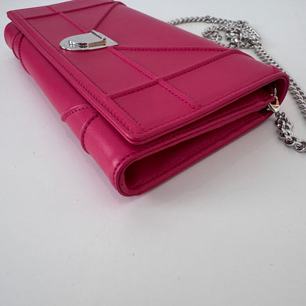 Sac Dior Wallet on chain Diorama rose fushia