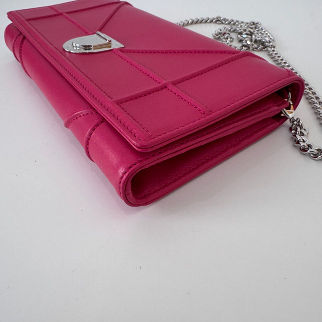 Sac Dior Wallet on chain Diorama rose fushia