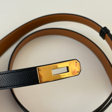 Ceinture Hermès Kelly 18 noir et dorée