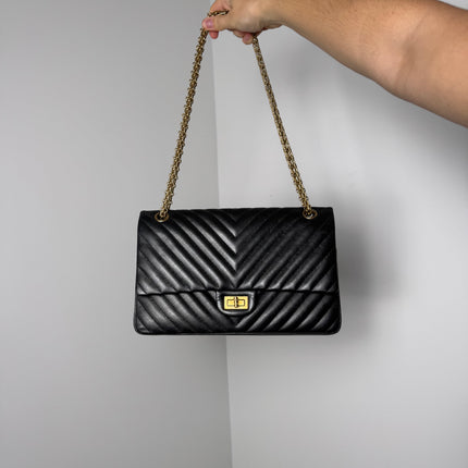 Sac Chanel 2.55 Chevrons 28cm Gris Irisé
