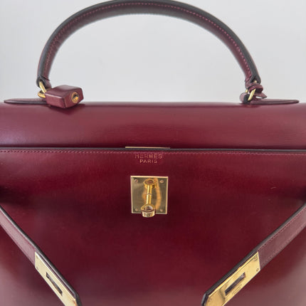 Sac Hermès Kelly 32 box Bordeaux