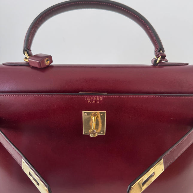 Sac Hermès Kelly 32 box Bordeaux