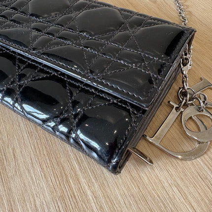 Sac Dior Wallet on chain noir vernis