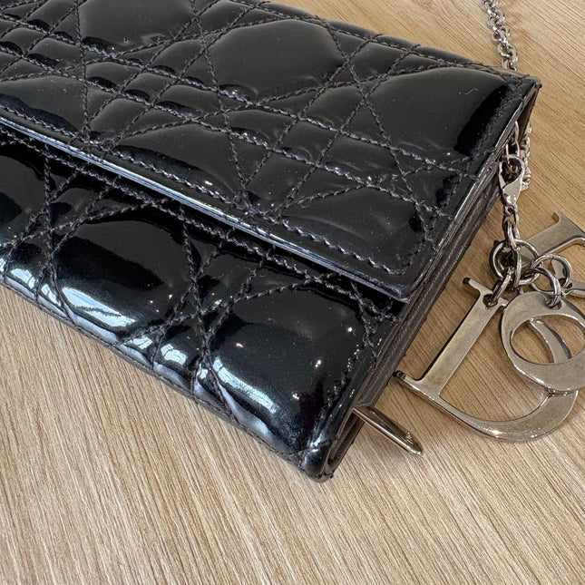 Sac Dior Wallet on chain noir vernis