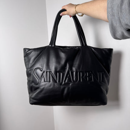 Sac Grand Cabas Saint Laurent cuir nappa noir