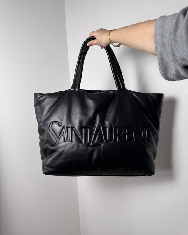 Sac Grand Cabas Saint Laurent cuir nappa noir
