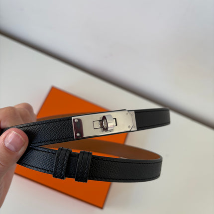 Ceinture Hermès Kelly 18cm noir et argent