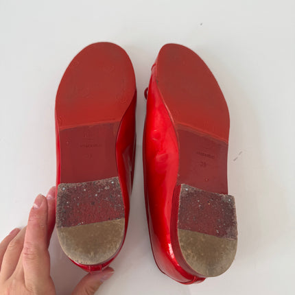 Ballerines Chanel T39 cuir vernis rouge
