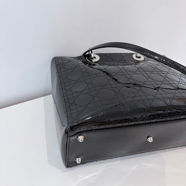 Sac Dior Lady Dior Large Noir Vernis