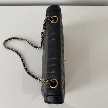 Sac Chanel Épaule Vintage Chevrons Noir