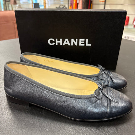 Ballerines Chanel bleues Metalisees T39