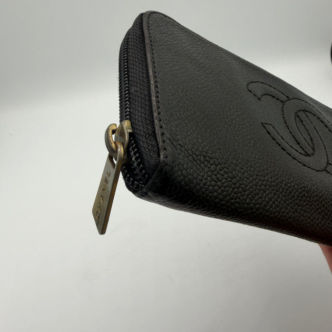Portefeuille Chanel cuir grainé noir