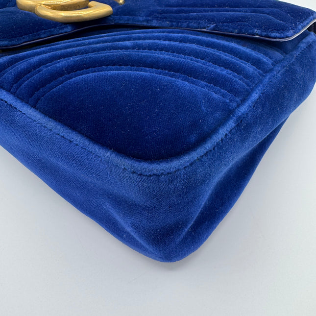 Sac Gucci Grand GG Marmont Velours Bleu