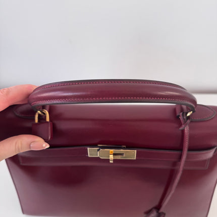 Sac Hermès Kelly 32 box Bordeaux