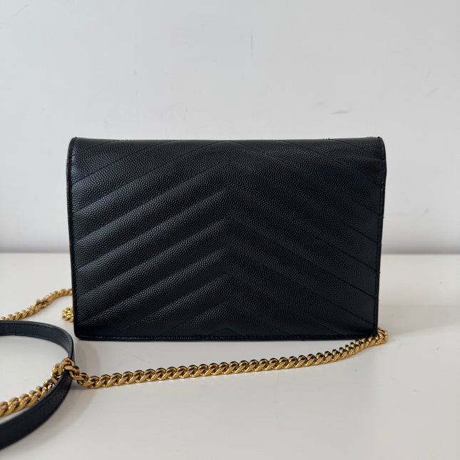 Sac Saint Laurent cassandre enveloppe chain Wallet noir