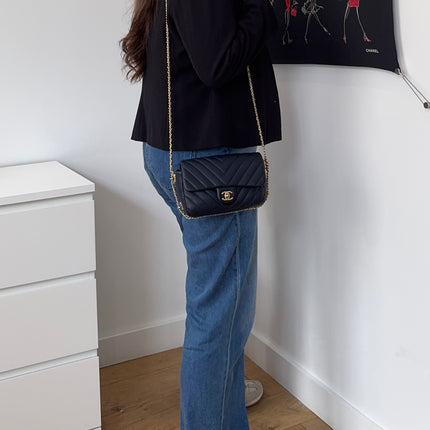 Sac Chanel Chevrons Mini Rectangle Marine