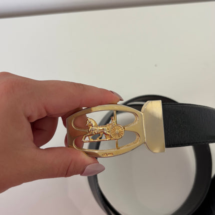 Ceinture Celine cuir noir Calèche T100