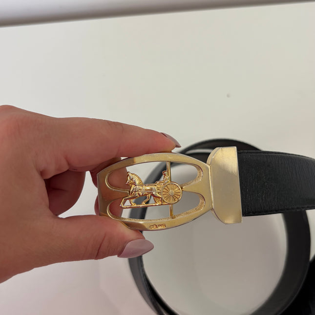 Ceinture Celine cuir noir Calèche T100