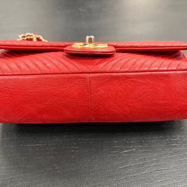 Sac chevrons Chanel Rouge