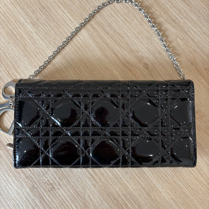Sac Dior Wallet on chain noir vernis