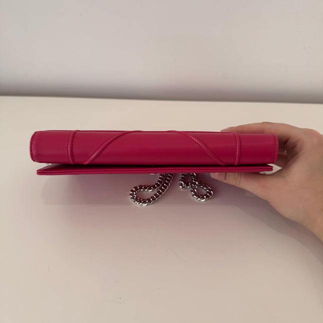 Sac Dior Wallet on chain Diorama rose fushia