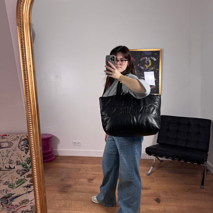 Sac Grand Cabas Saint Laurent cuir nappa noir