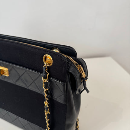 Sac Chanel Cabas Cuir & Tissu vintage