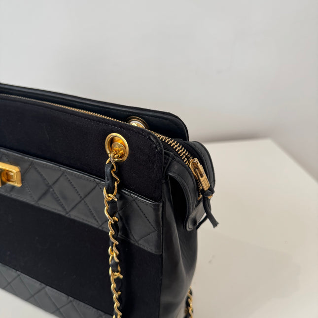 Sac Chanel Cabas Cuir & Tissu vintage