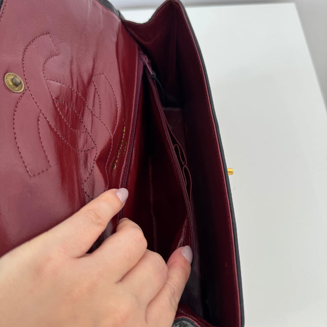 Sac Chanel vintage Fermoir bicolore noir