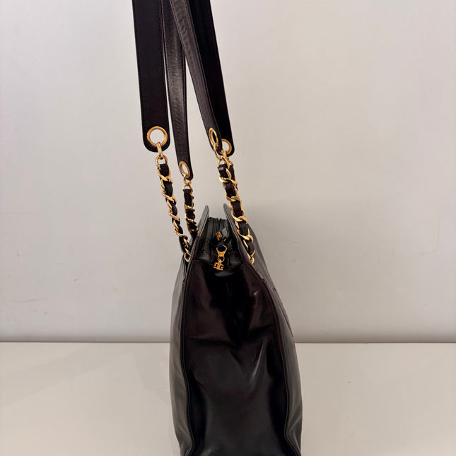 Sac Cabas Chanel CC dark brown épaule
