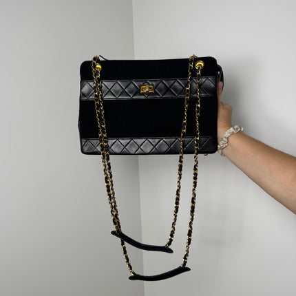 Sac Chanel Cabas Cuir & Tissu vintage
