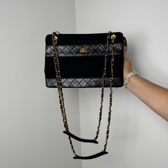 Sac Chanel Cabas Cuir & Tissu vintage