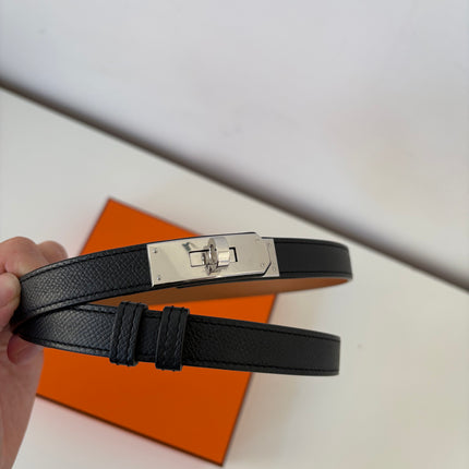 Ceinture Hermès Kelly 18cm noir et argent