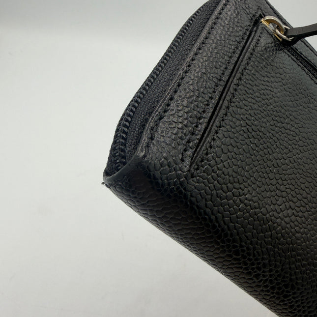 Portefeuille Chanel cuir grainé noir